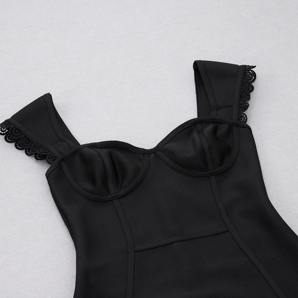 Lace Trim Bustier Midi Dress HV8834