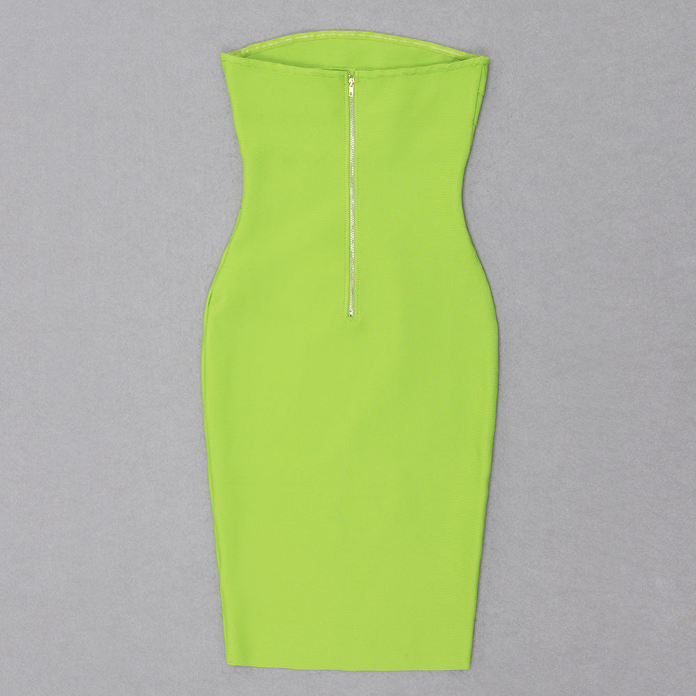 Strapless Cut Out Detail Dress Green HV8603