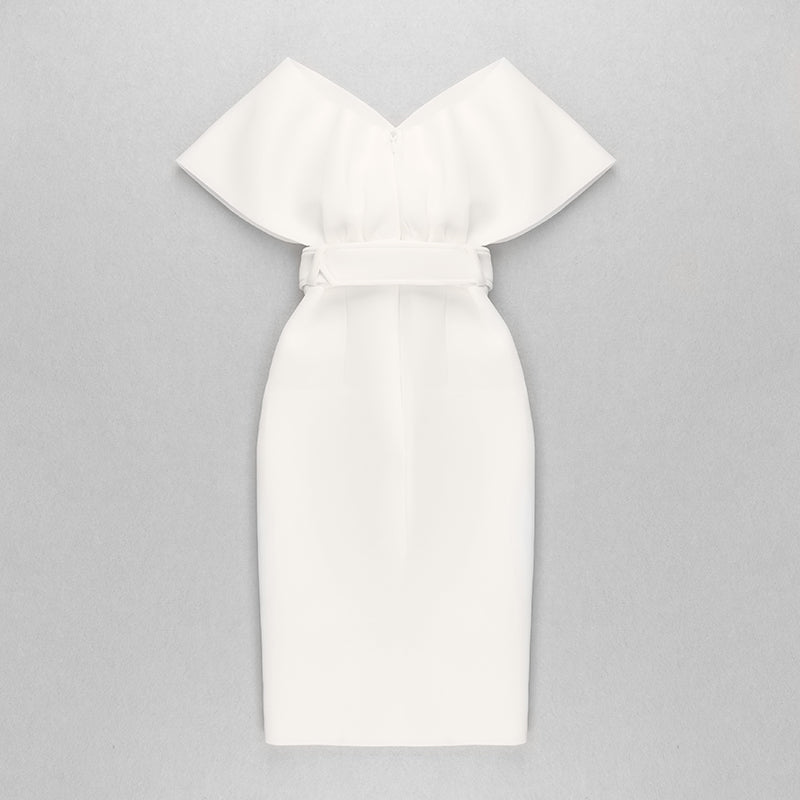 Off The Shoulder Belt Midi Dress HV7760