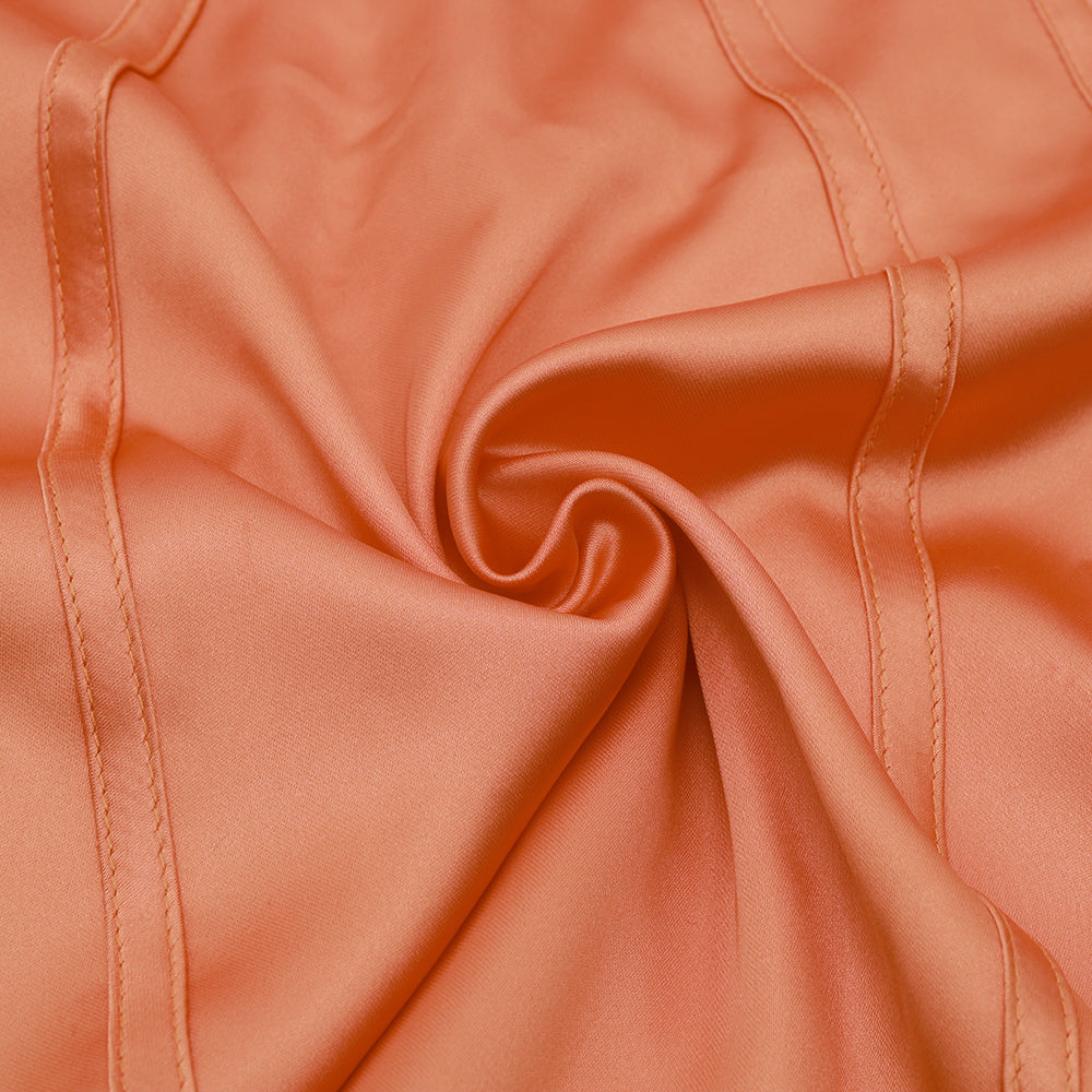 Long Sleeve Bardot Satin Dress Rust Orange HV8007