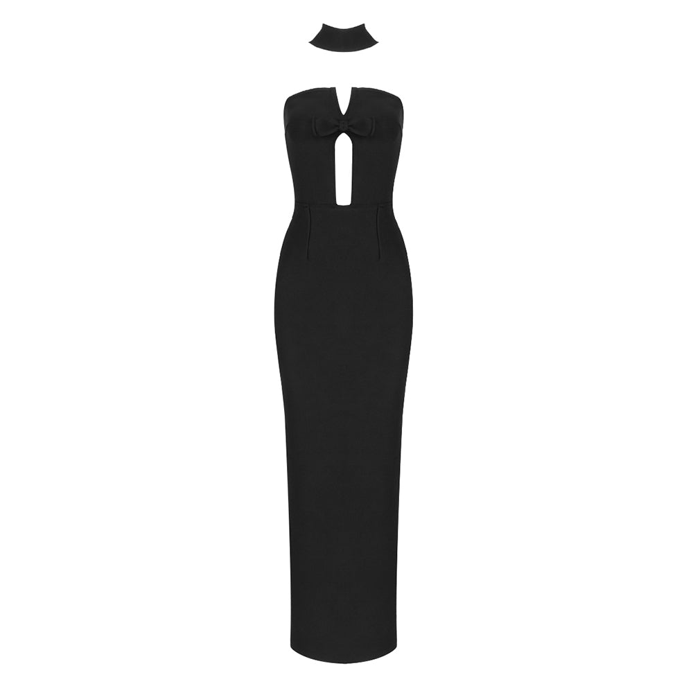 Choker Strapless Bow Maxi Dress HV8535