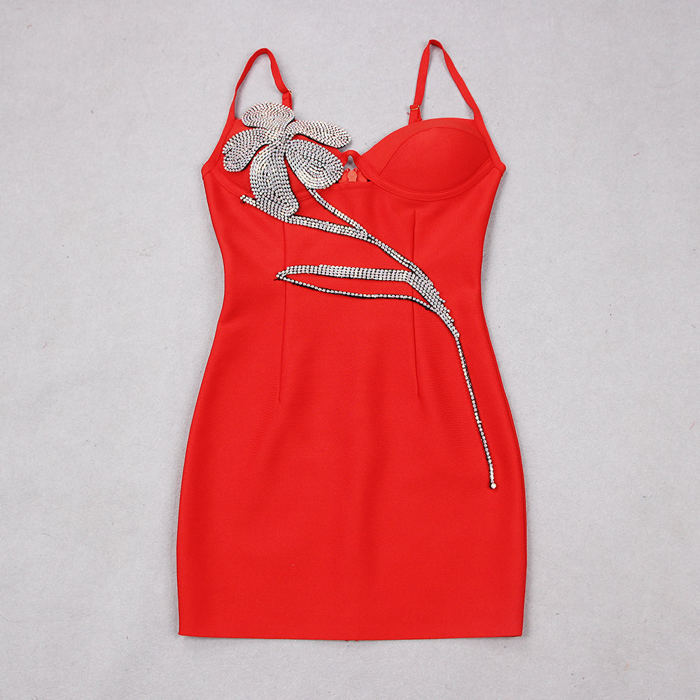 Rhinestone Flower Dress HV8533
