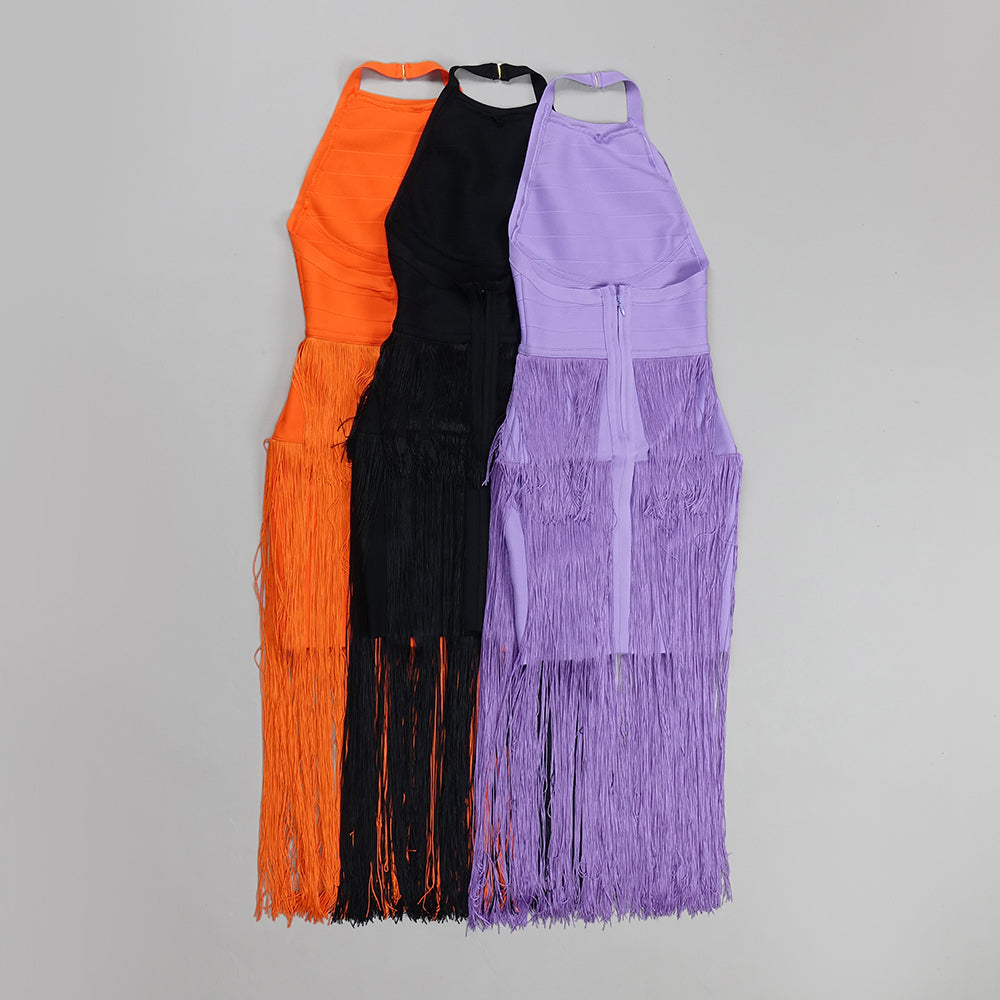 Halter Tassel Midi Dress HV7533