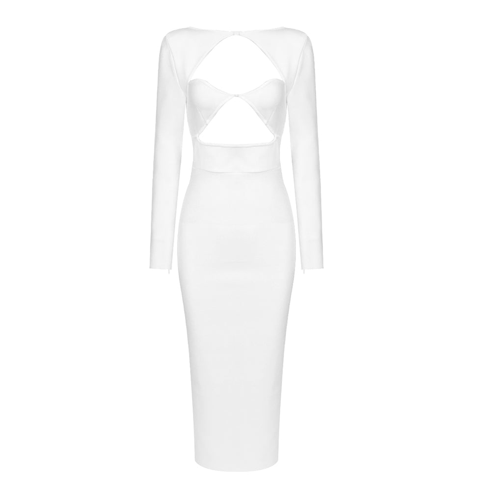 Long Sleeve Bustier Midi Dress HV8903