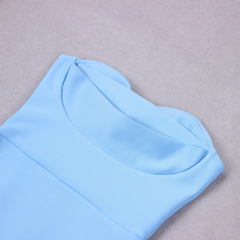 Strapless Draped Midi Dress