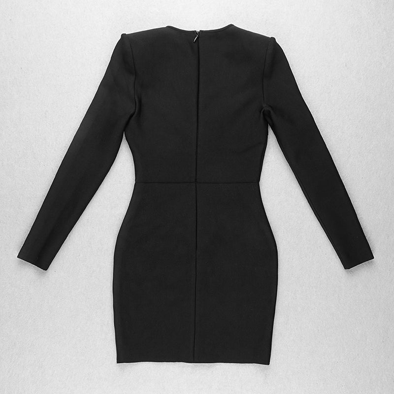 Long Sleeve Embellished Panel Detail Dress HV7072