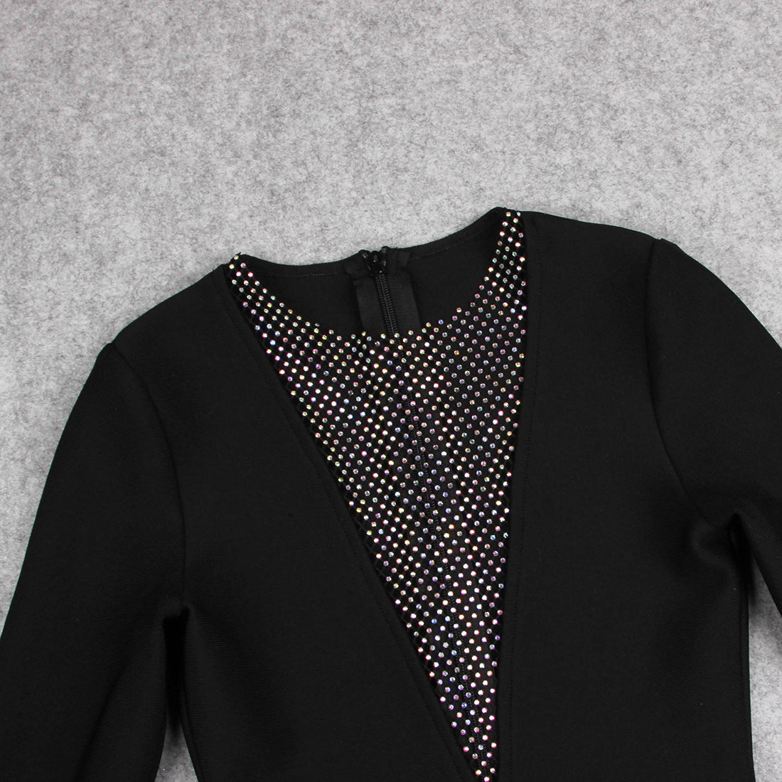 Long Sleeve Embellished Panel Detail Dress HV7072