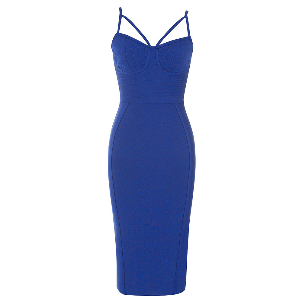 Ribbed Bustier Midi Dress V8833