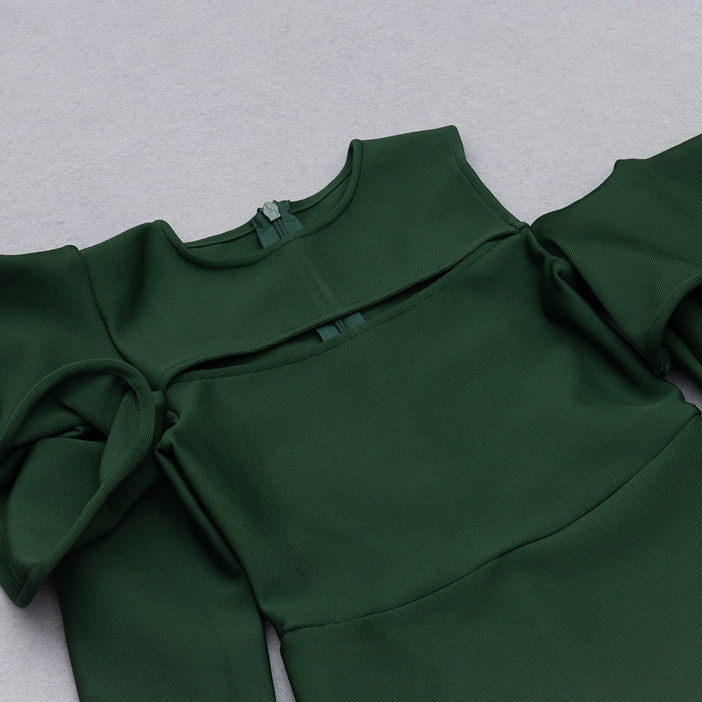 Long Sleeve Ruffle Detail Midi Dress HV9015