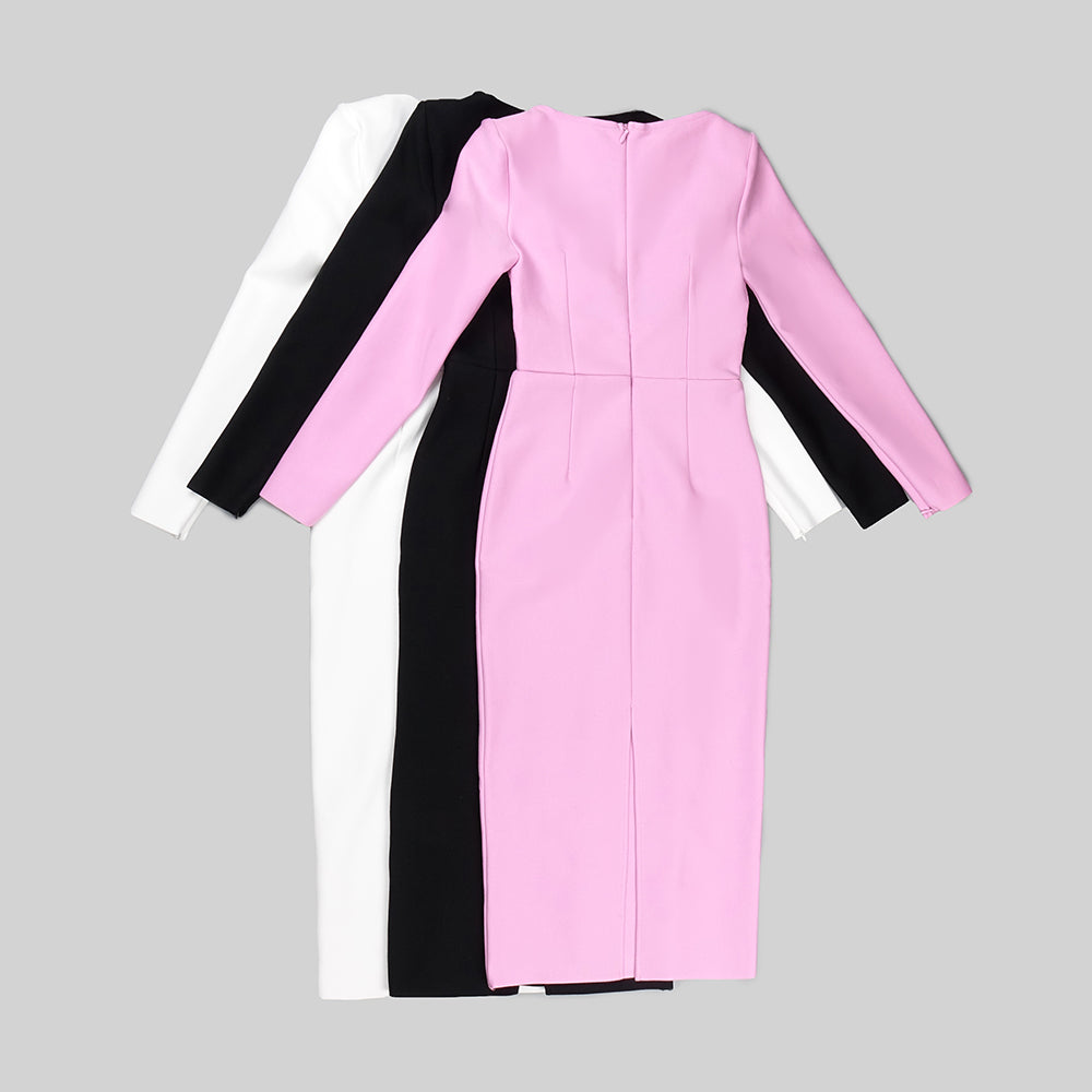 Long Sleeve Bustier Midi Dress HV8903