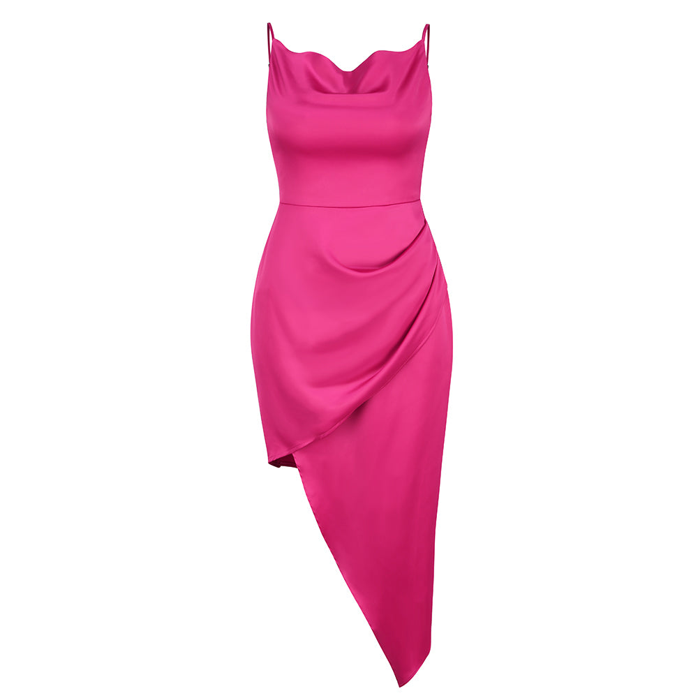 Asymmetric Draped Silk Dress HV8724