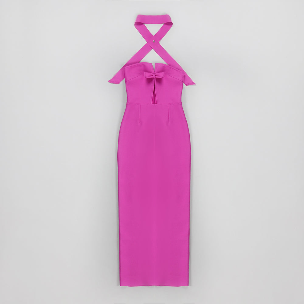 Choker Strapless Bow Maxi Dress HV8535