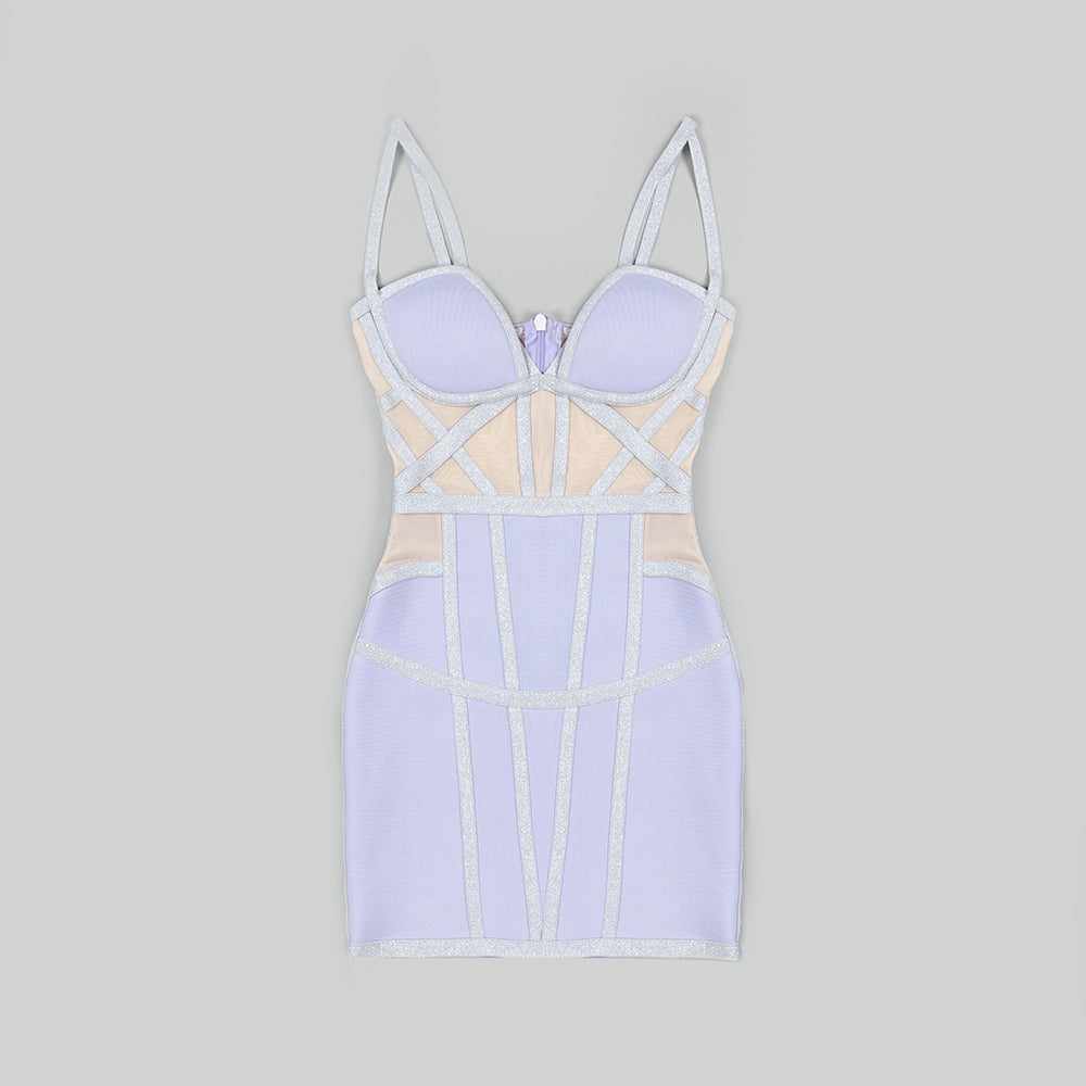 Silver Trim Structured Dress Lavender HV8573