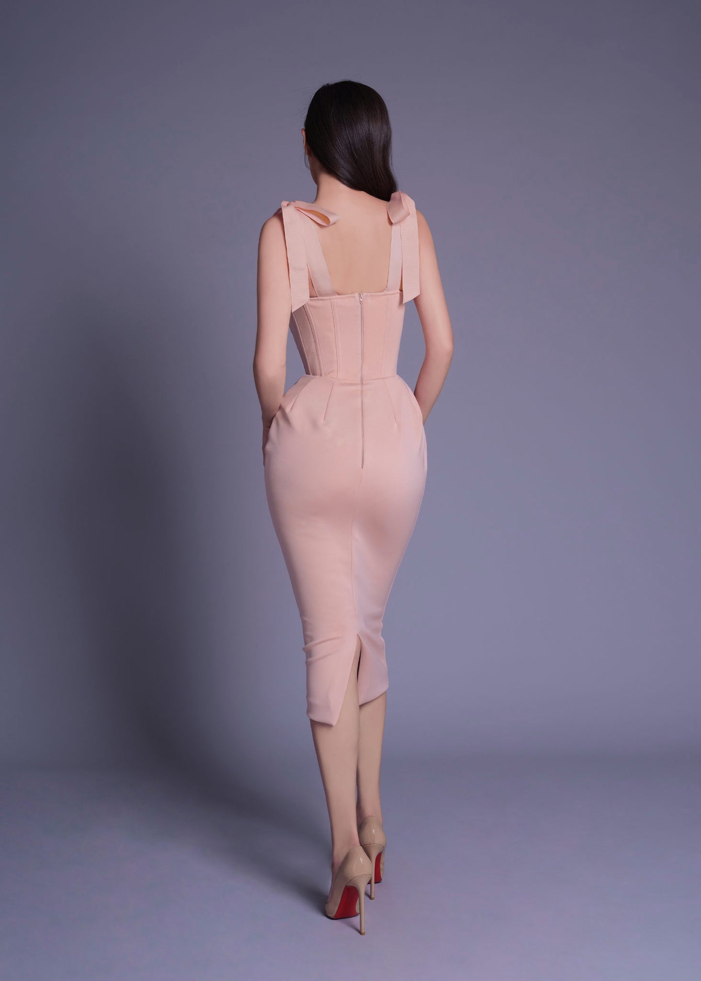 Tie Detail Lace Bustier Midi Dress HV7759