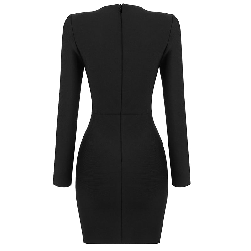 Long Sleeve Embellished Panel Detail Dress HV7072