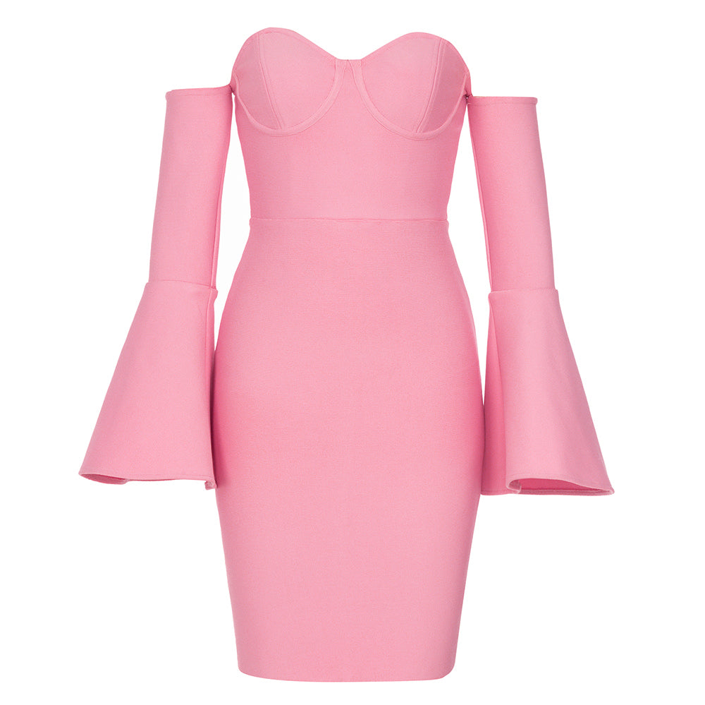 shoulder bustier dress pinkdesign