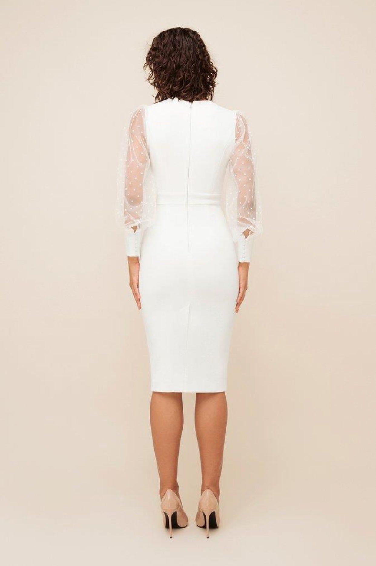 Puff Long Sleeve Midi Dress V8445