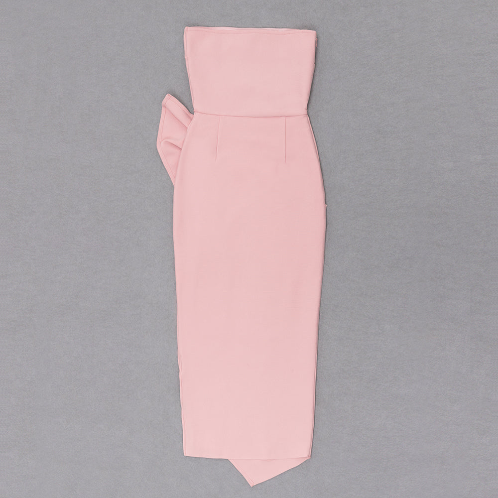 Strapless Ruffle Detail Midi Dress HV8582