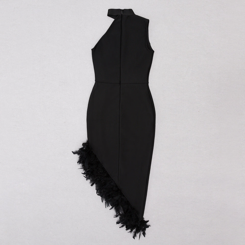 Choker Feather Belt Midi Dress HV8883