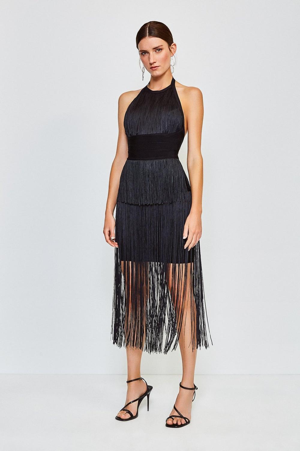 Halter Tassel Midi Dress HV7533