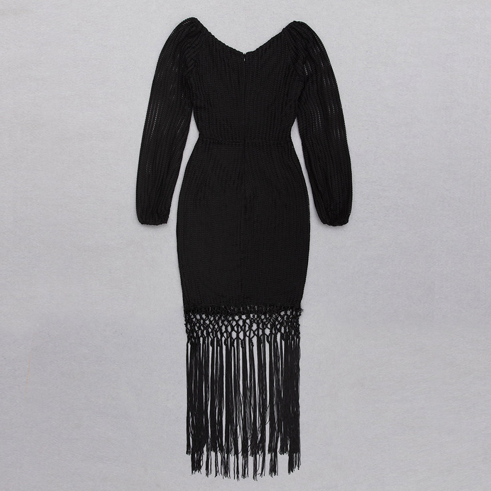 Long Puff Sleeve Crochet Tassel HV8961