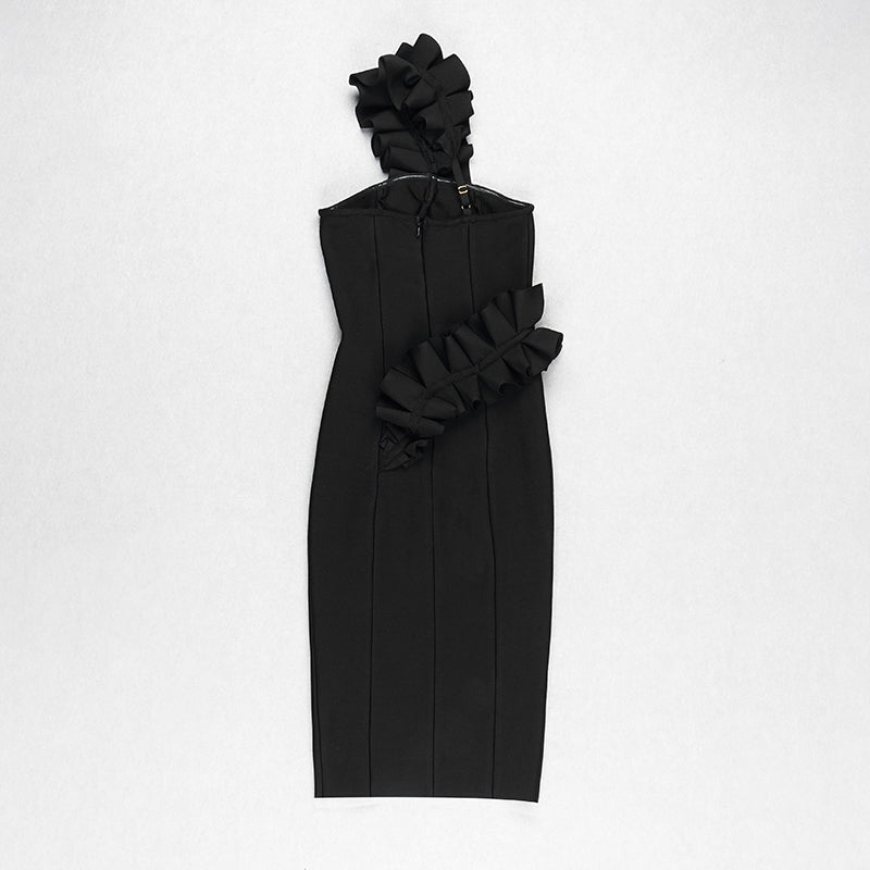 Ruffle One Shoulder Midi Dress  HV7842