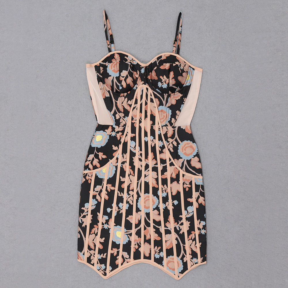 Floral Bustier Structured Dress HV8545