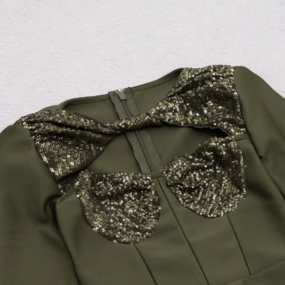 Long Sleeve Sequin Bustier Dress HV9072