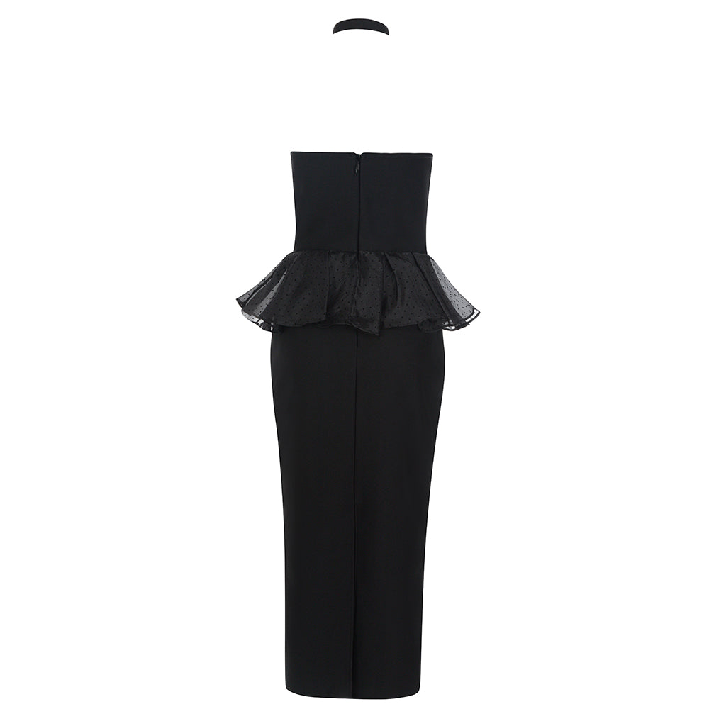Halter Peplum Midi Dress HV8765