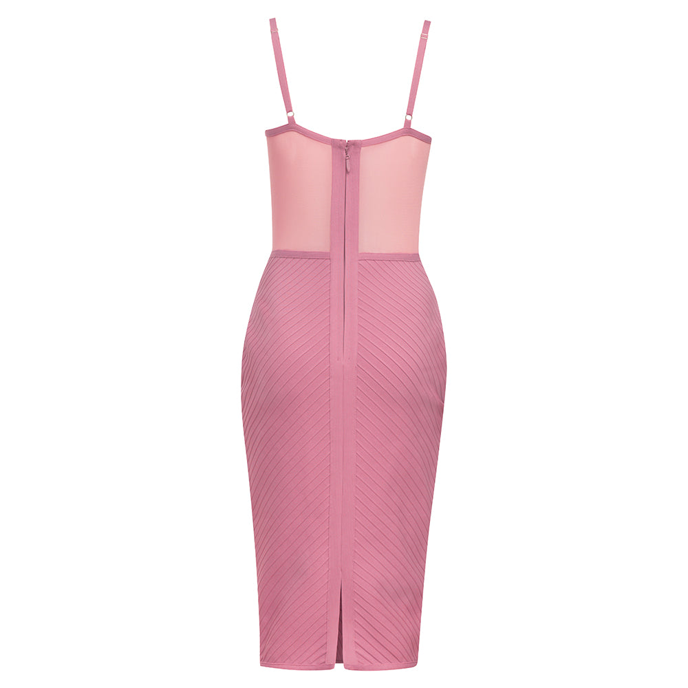 Corset Ribbed Midi Dress Pink HV8584