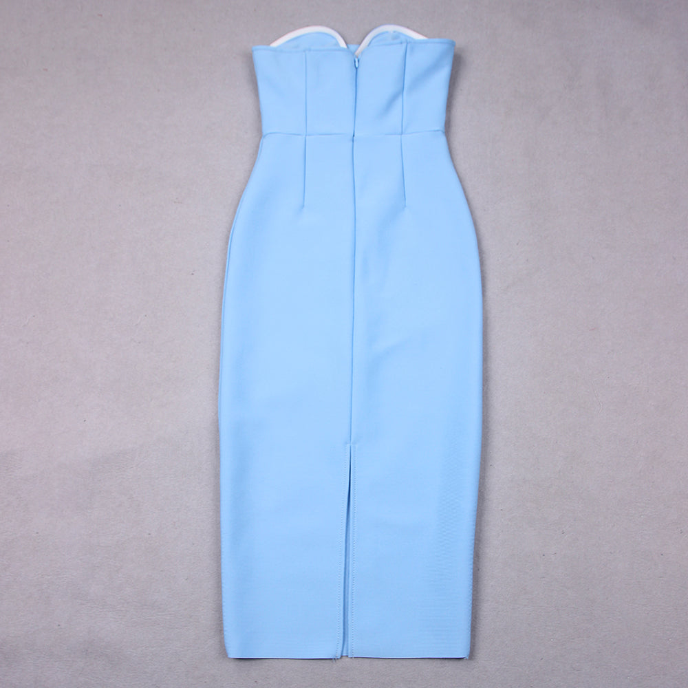 Strapless Draped Midi Dress