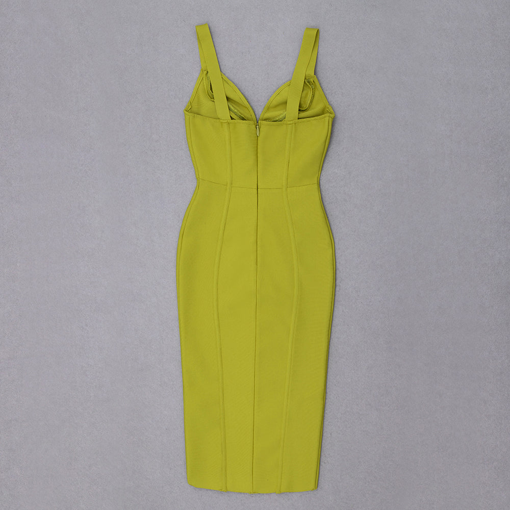 Draped Bustier Midi Dress Green HV8302