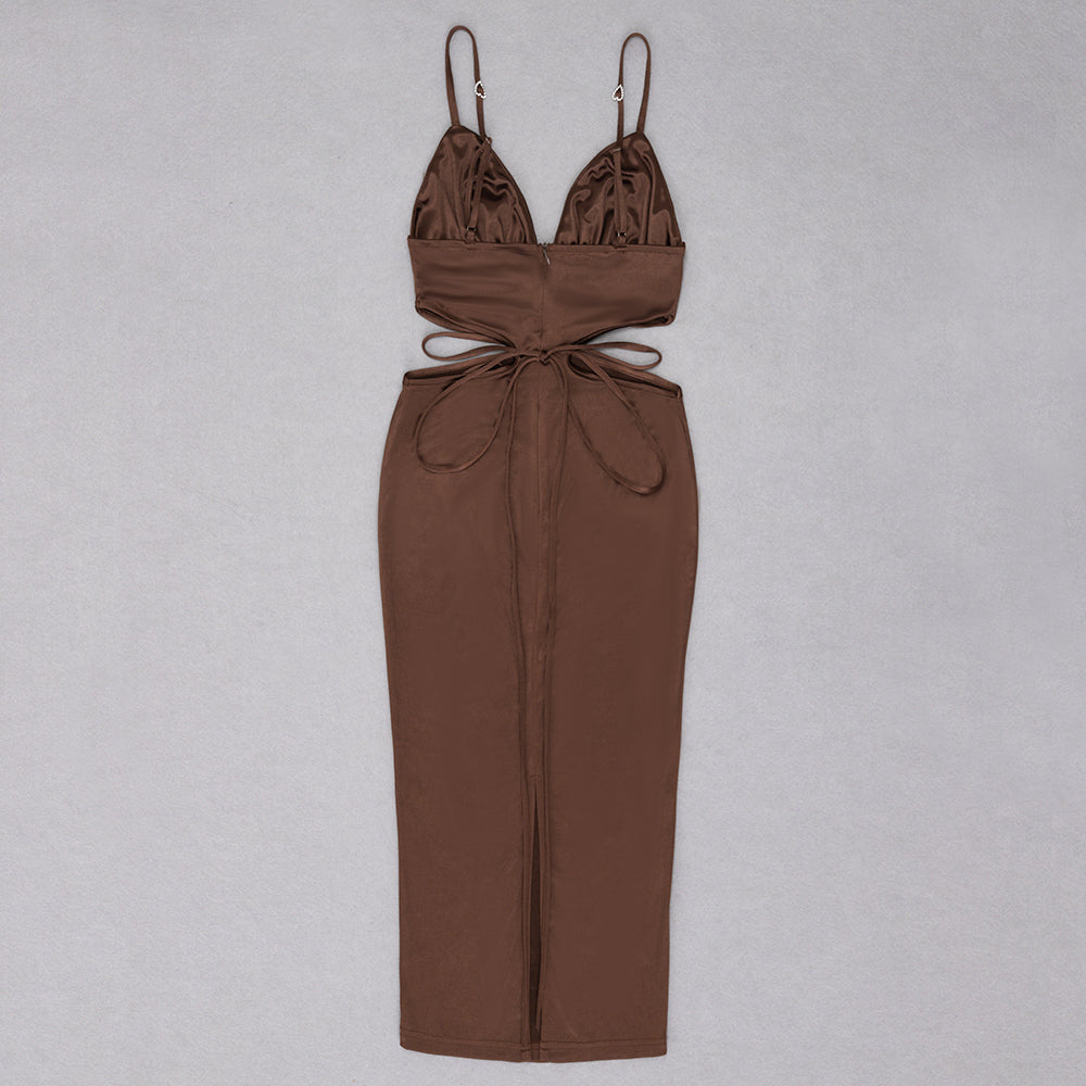 Bustier Strappy Cut Out Midi Dress HV8689