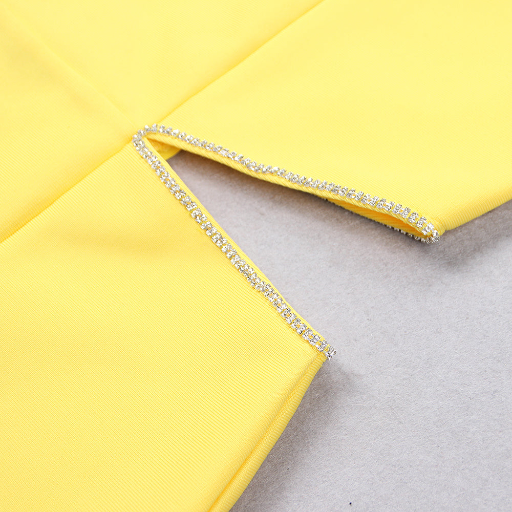 One Shoulder Rhinestone Trim Dress