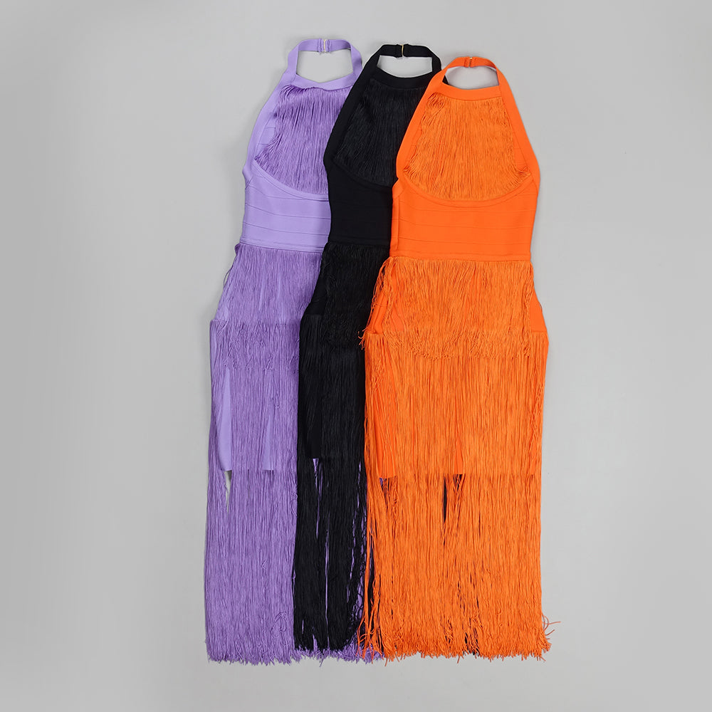 Halter Tassel Midi Dress HV7533