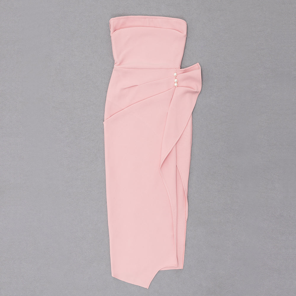 Strapless Ruffle Detail Midi Dress HV8582