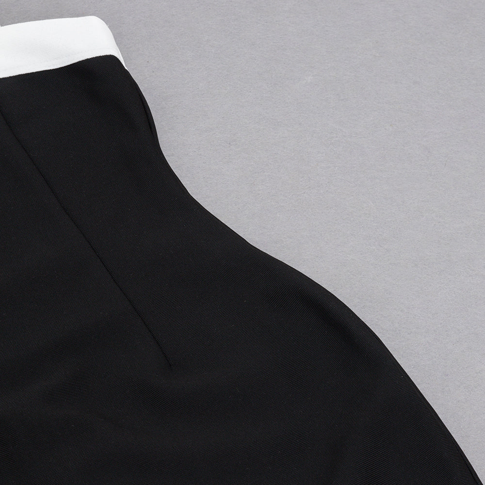 Bow Detail Midi Dress Black White HV8691