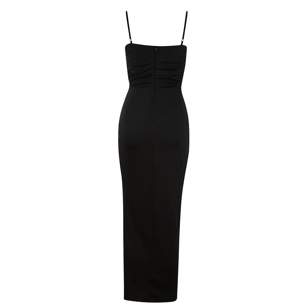 Draped Midi Dress Brown Black HV8477