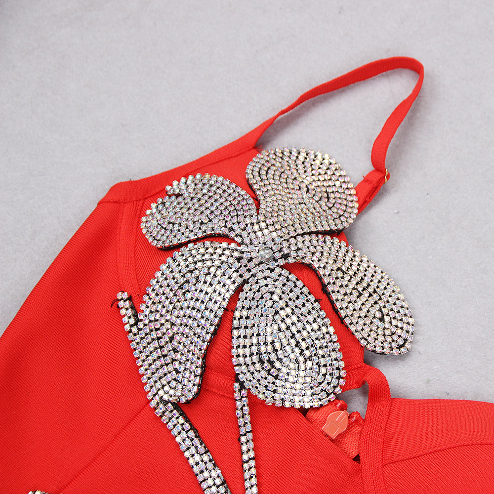Rhinestone Flower Dress HV8533