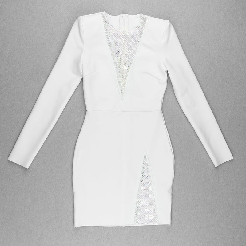 Long Sleeve Embellished Panel Detail Dress HV7072