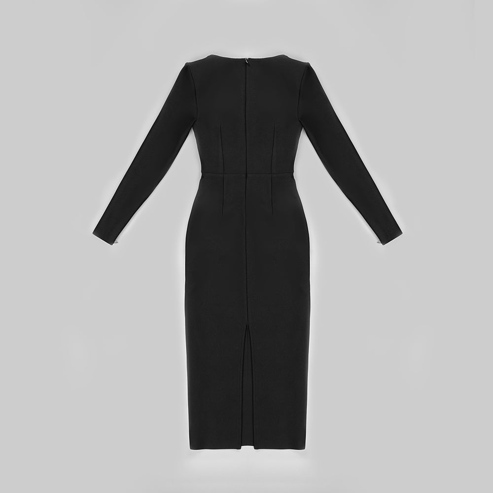 Long Sleeve Bustier Midi Dress HV8903