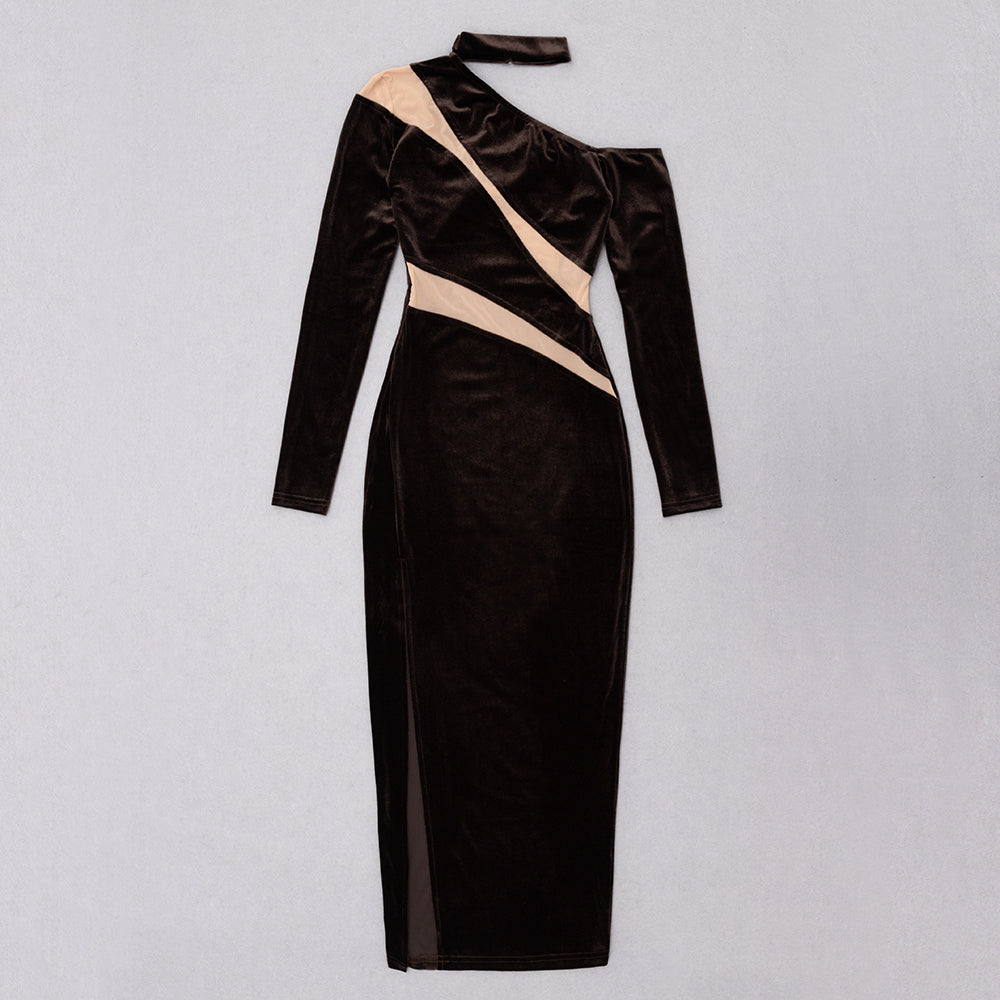 Choker Long Sleeve Mesh Midi Velvet V8888
