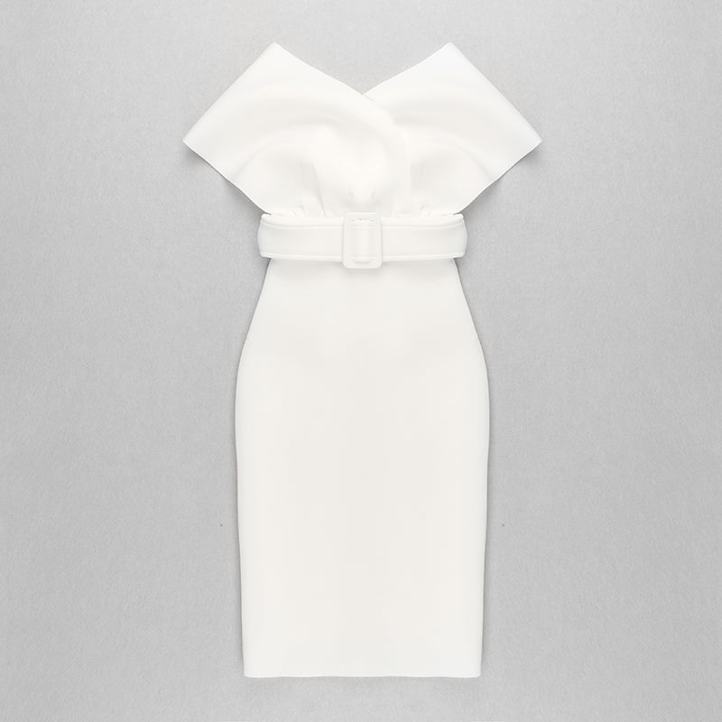 Off The Shoulder Belt Midi Dress HV7760