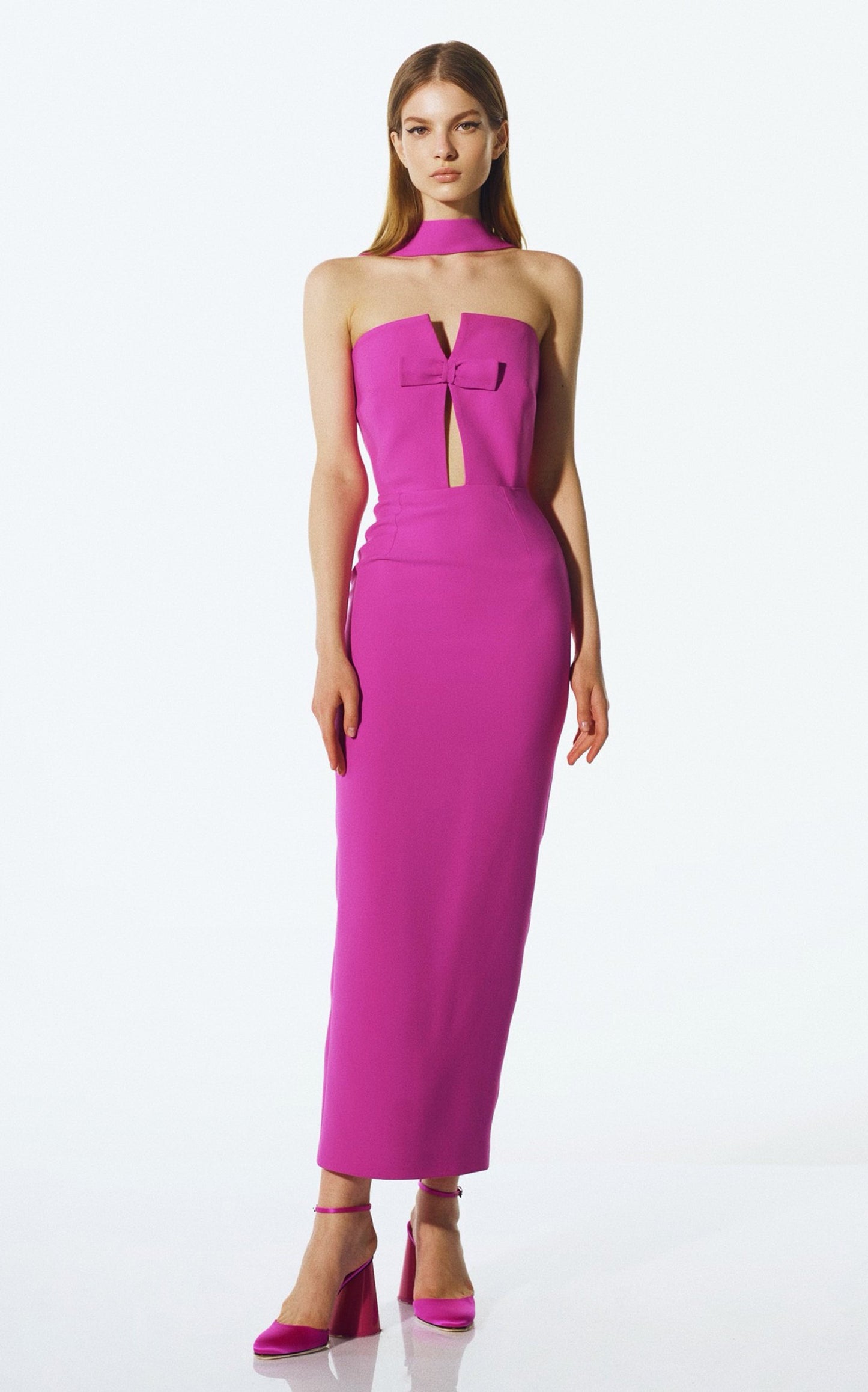 Choker Strapless Bow Maxi Dress HV8535
