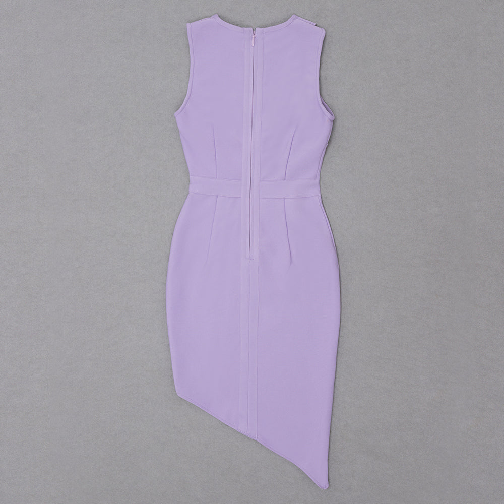 Cut Out Detail Asymmetric Dress Lavender HV8655