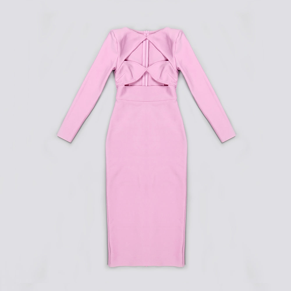 Long Sleeve Bustier Midi Dress HV8903