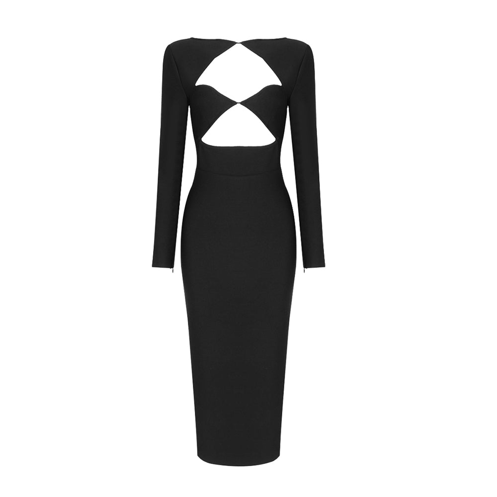 Long Sleeve Bustier Midi Dress HV8903