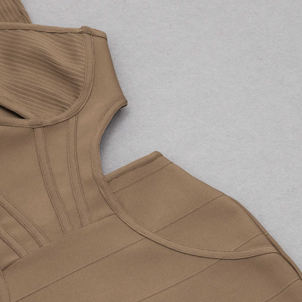 Halter Ribbed Structured Midi Dress HV8748