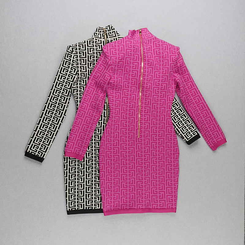 Long Sleeve Printed Dress HV7232