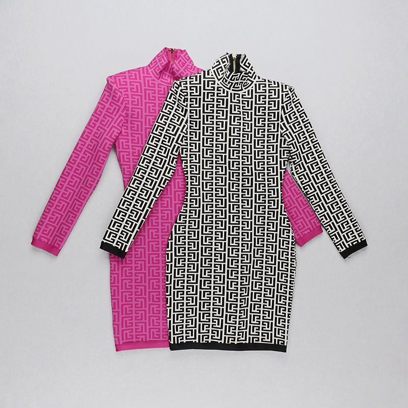 Long Sleeve Printed Dress HV7232